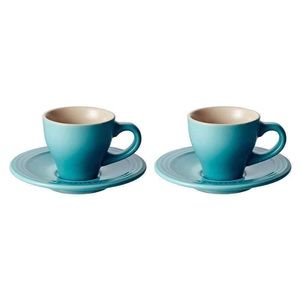 Le creuset set of 2 espresso cup and saucer